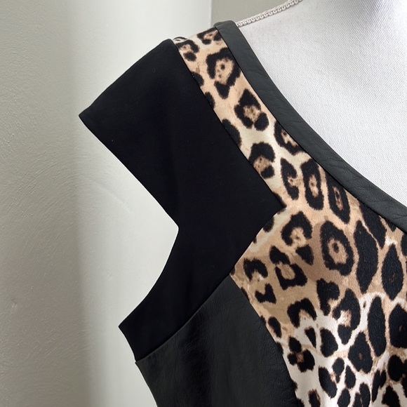 ๐ LANE BRYANT LEOPARD PRINT AND FAUX LEATHER DRESS - Picture 7 of 9